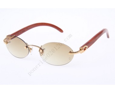 2016 Cartier 5124018 wood sunglasses Gold with Brown lens