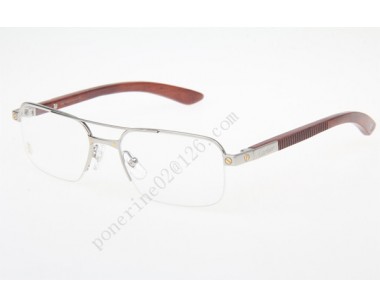 2016 Cartier 6101003 Wood Eyeglasses, Silver