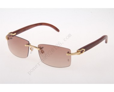2016 Cartier 3524012 Wood Big Lens Sunglasses, Gold Brown