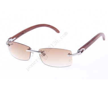 2016 Cartier 3524012 Wood Sunglasses, Silver Brown