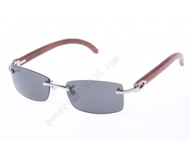 2016 Cartier 3524012 Wood Sunglasses, Silver Gray