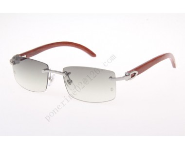 2016 Cartier 3524012 Wood Sunglasses, Silver Grey Gradient