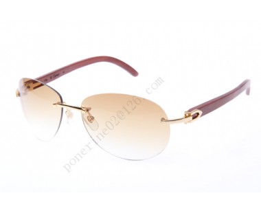 2016 Cartier 3524016 Wood Sunglasses, Gold Brown Gradient