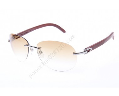 2016 Cartier 3524016 Wood Sunglasses, Silver Brown Gradient