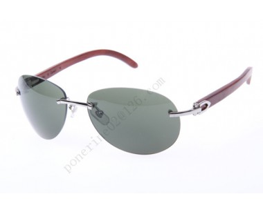 2016 Cartier 3524016 Wood Sunglasses, Silver Grey Gradient