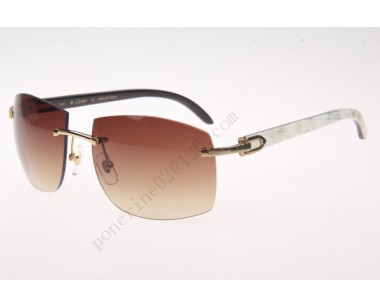 2016 Cartier 4189705 White mix Black Buffalo Sunglasses, Gold