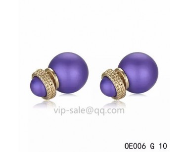 MISE EN DIOR Earring in the Purple resin beads with yollow gold