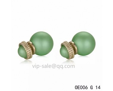 MISE EN DIOR Earring in the Green resin beads with yollow gold
