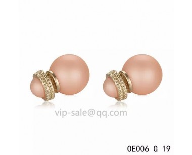 MISE EN DIOR Earring in the Light Bronze resin beads with yollow gold