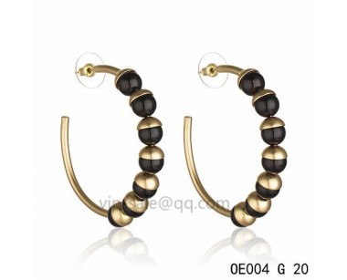 MISE EN DIOR Hoops Earring in the black resin beads accentuated with gold-plated cups