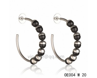 MISE EN DIOR Hoops Earring in the black resin beads accentuated with white gold-plated cups