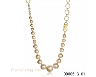 White Pearls "MISE EN DIOR" long necklace in yellow gold
