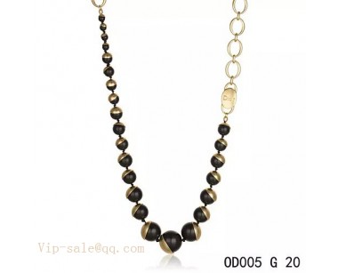 Black Pearls "MISE EN DIOR" long necklace in yellow gold