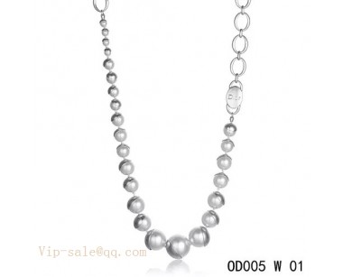 White Pearls "MISE EN DIOR" long necklace in white gold