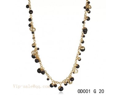 Black Pearls "MISE EN DIOR" necklace in yellow gold