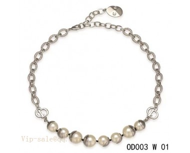 White Pearls "MISE EN DIOR" short necklace in white gold