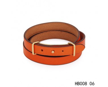 Hermes Behapi Double Tour orange epsom calfskin leather bracelet in yellow gold  
