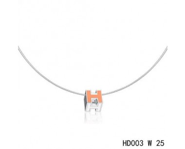 Hermes Cage d'H  pendant light orange in lacquer with white gold