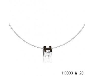 Hermes Cage d'H  pendant black in lacquer with white gold