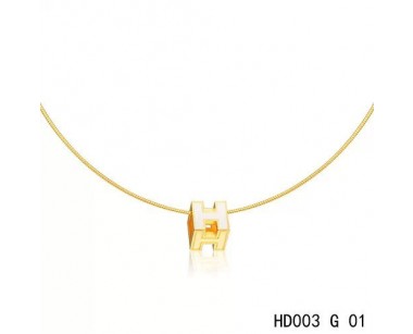 Hermes Cage d'H  pendant white in lacquer with yellow gold