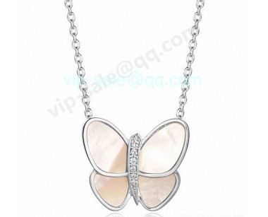Van cleef & arpels Butterfly Pendant/White Gold/White Mother-Of-Pearl