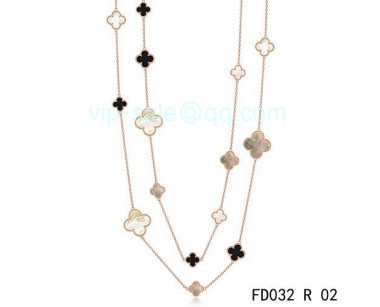 Van cleef & arpels Vintage Alhambra Necklace/Pink Gold/16 Motifs