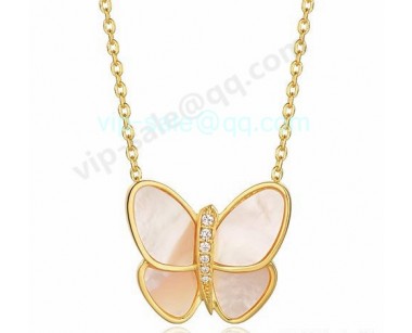 Van cleef & arpels Butterfly Pendant/Yellow Gold/White Mother-Of-Pearl