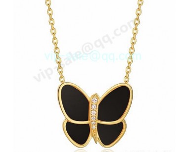 Van cleef & arpels Butterfly Pendant/Yellow Gold/Onyx