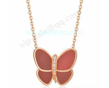 Van cleef & arpels Butterfly Pendant/Pink Gold/Pink Coral