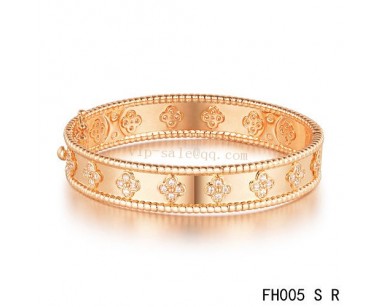 Van Cleef and Arpels Perlée clover bracelet/pink gold/diamonds
