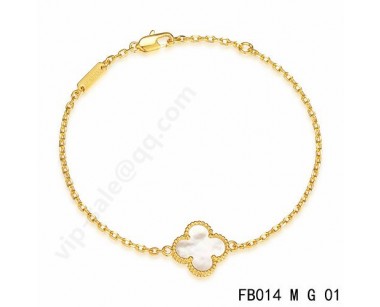 Van cleef & arpels Sweet Alhambra bracelet<li>yellow gold with white mother-of-pearl