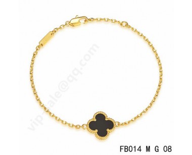 Van cleef & arpels Sweet Alhambra bracelet<li>yellow gold with Onyx