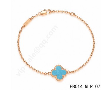Van cleef & arpels Sweet Alhambra bracelet<li>pink gold with Turquoise