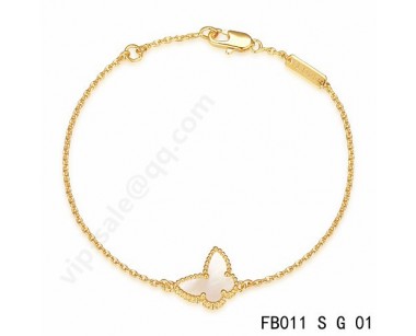 Van cleef & arpels Sweet Alhambra Butterfly bracelet<li>yellow gold with mother-of-pearl