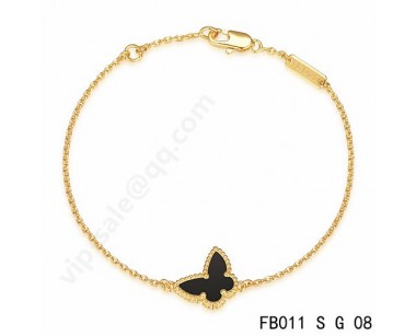 Van cleef & arpels Sweet Alhambra Butterfly bracelet<li>yellow gold with Onyx