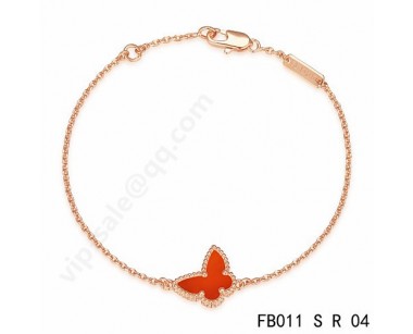 Van cleef & arpels Sweet Alhambra Butterfly bracelet<li>pink gold with Carnelian