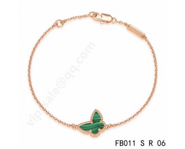 Van cleef & arpels Sweet Alhambra Butterfly bracelet<li>pink gold with Malachite