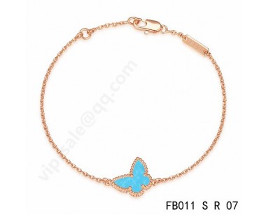 Van cleef & arpels Sweet Alhambra Butterfly bracelet<li>pink gold with Turquoise