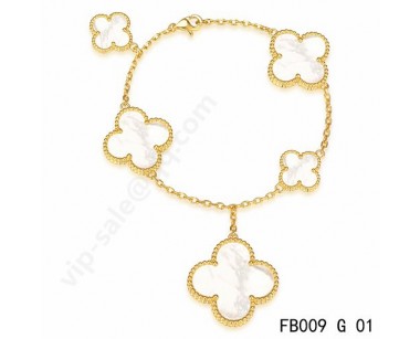 Van cleef & arpels Magic Alhambra bracelet<li>yellow gold with mother-of-pearl