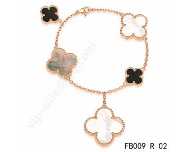 Van cleef & arpels Magic Alhambra bracelet<li>pink gold with 5 Stone Clover
