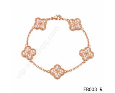 Van cleef & arpels Vintage Alhambra bracelet<li>pink gold with round diamonds