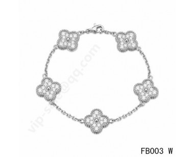 Van cleef & arpels Vintage Alhambra bracelet<li>white gold with round diamonds
