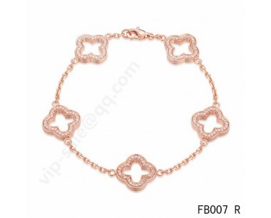 Van cleef & arpels Byzantine Alhambra bracelet<li>pink gold with round diamonds