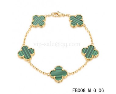 Van cleef & arpels bracelet<li>jaune avec 5 motifs de couleur verte