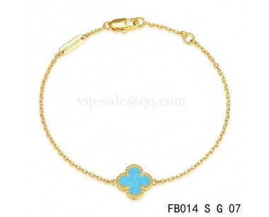 Van cleef & arpels Sweet Alhambra bracelet<li>yellow gold with Turquoise