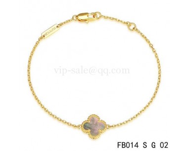 Van cleef & arpels Sweet Alhambra bracelet<li>yellow gold with Gray clover