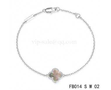 Van cleef & arpels Sweet Alhambra bracelet<li>white gold with Gray clover