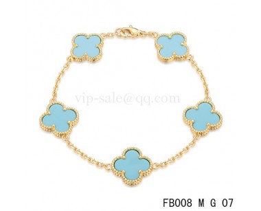 Van cleef & arpels Alhambra bracelet<li>Yellow with 5 Blue clover
