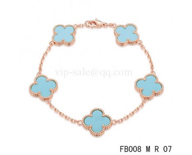Van cleef & arpels Alhambra bracelet<li>Pink with 5 Blue clover