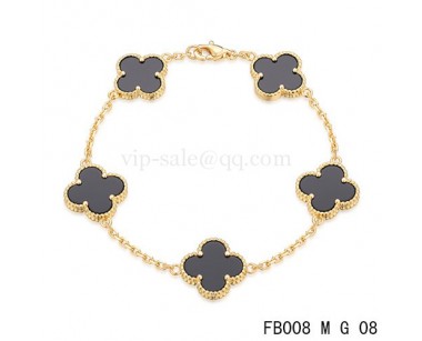 Van cleef & arpels Alhambra bracelet<li>Yellow with 5 Black clover